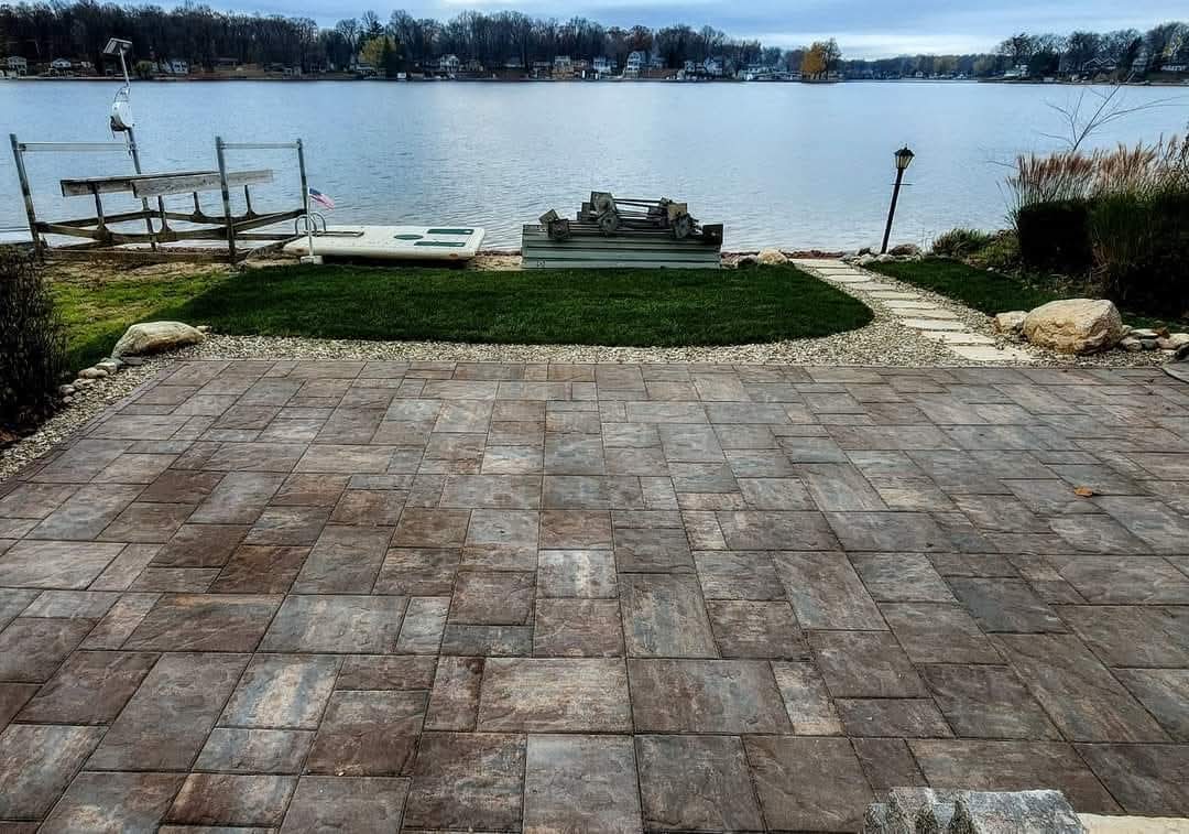 retaining wall and stone steps